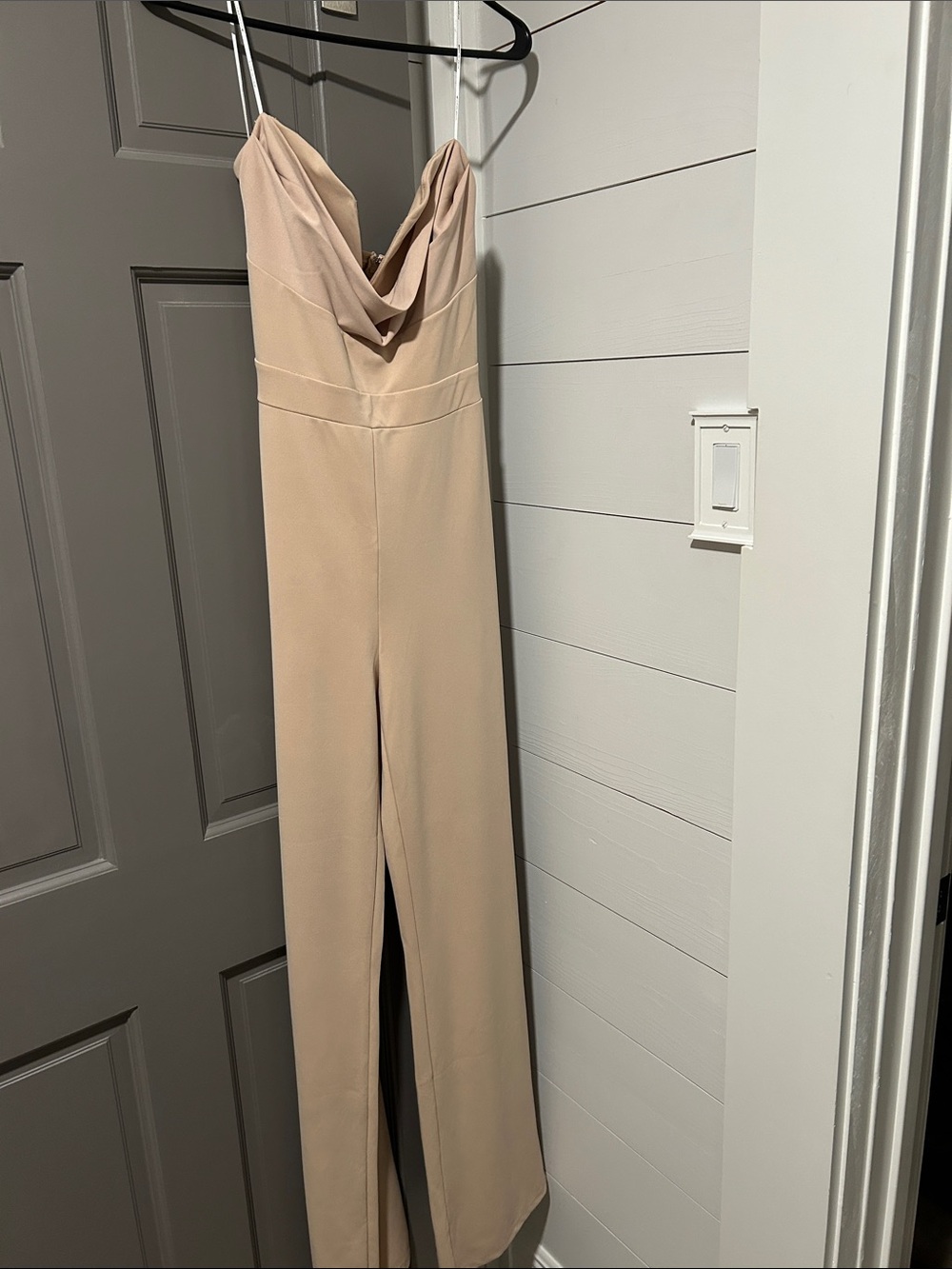 Women's Nude Cowl Neck Jumpsuit